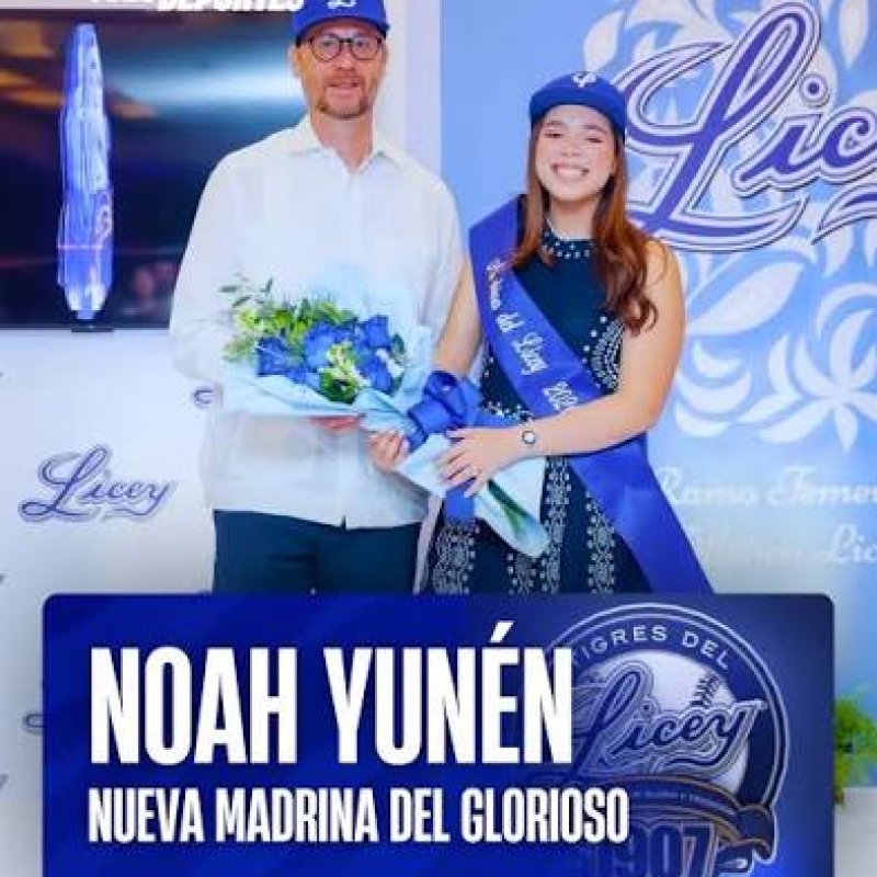 Noah Yunén Beras-Goico como madrina de los Tigres para la temporada 2026-27